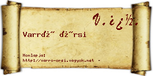 Varró Örsi névjegykártya
